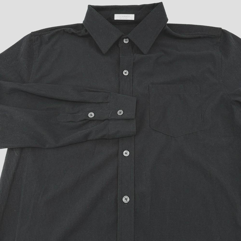 Coofandy Men's‎ Large Waffle knit Long Sleeve Dress Shirt Blue Casual Comfort